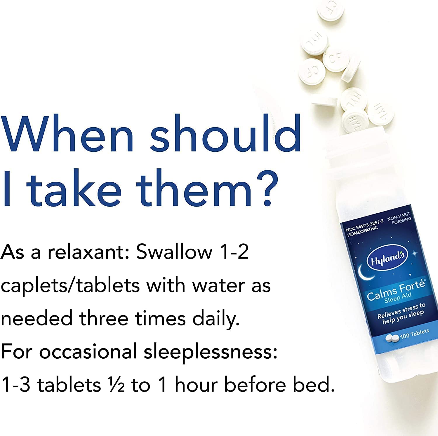 Bundle of Hyland's Calms Forte Tablets, Natural Relief of Nervous Tension and Occasional Sleeplessness, 100 Count and Indoor and Outdoor, Non Drowsy Seasonal Allergy Relief Pills, 60 Count - Image 4