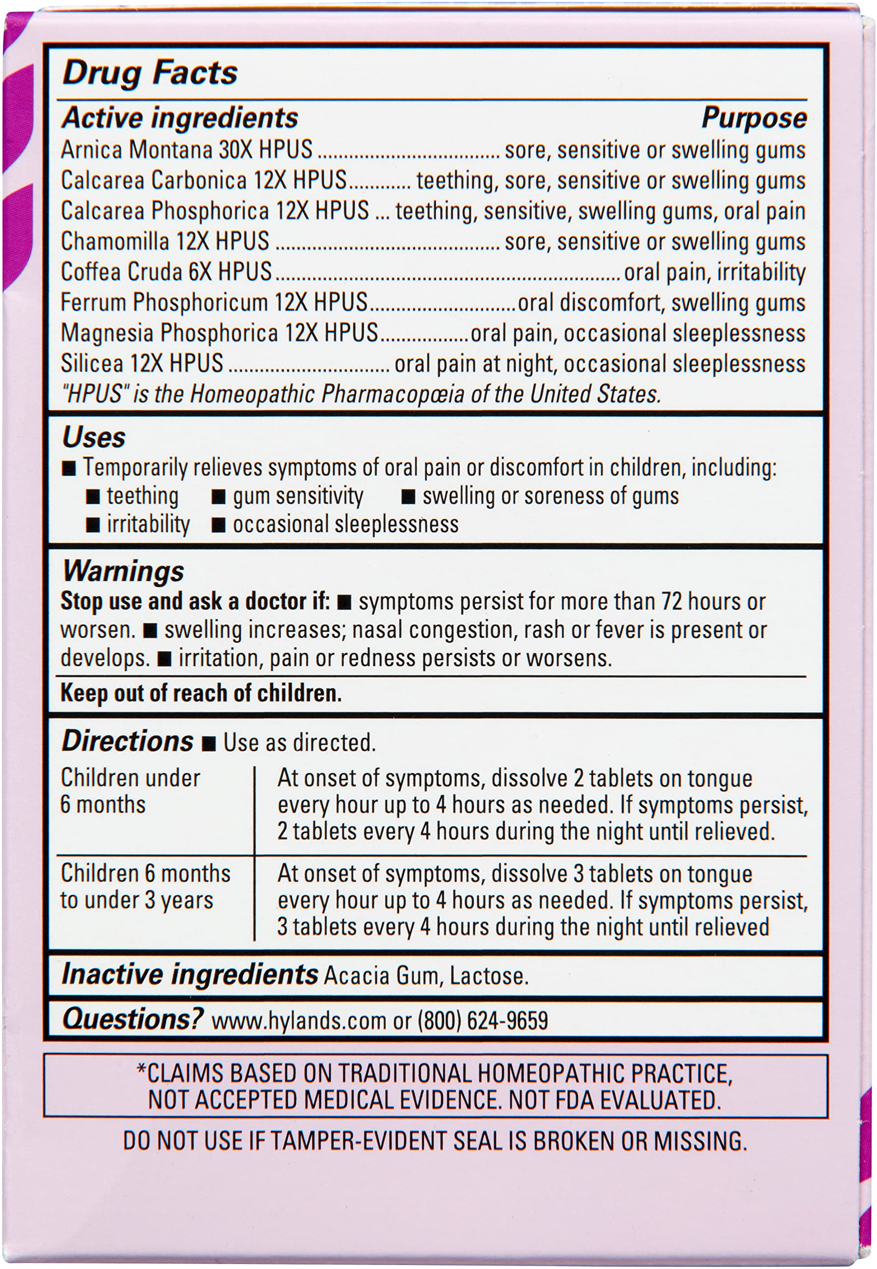 Hyland's Baby Nighttime Soothing Tablets with Chamomilla, Natural Relief of Oral Discomfort, Irritability, and Swelling, Up to 62 Doses (Pack of 1, 125 Count Total) - Image 3