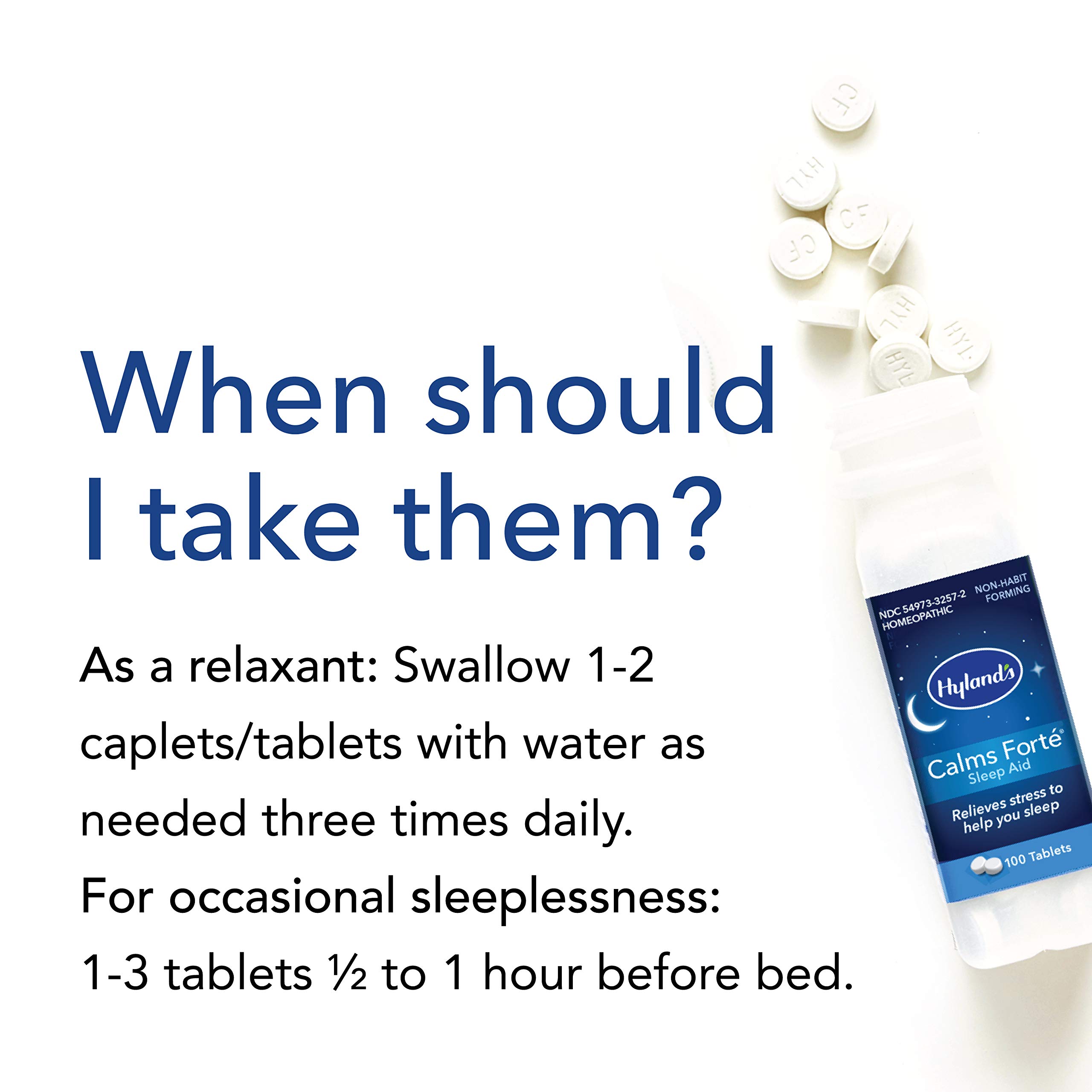 Hyland’s Calms Forte' Sleep Aid Tablets, Natural Relief of Nervous Tension and Occasional Sleeplessness, 100 Count (Pack of 3) - Image 4