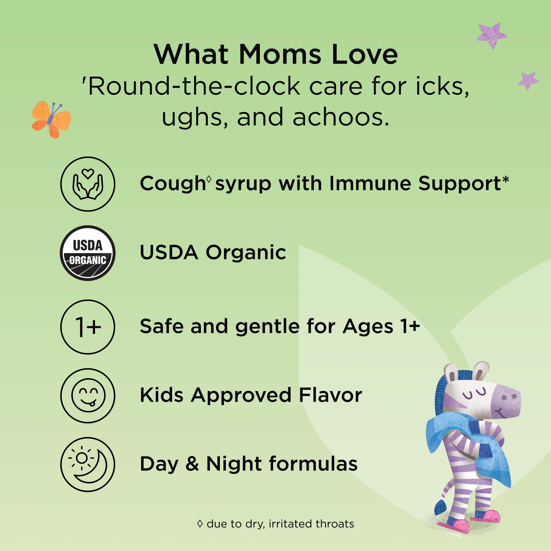 Hyland's Kids Organic Cough and Immune Day and Night Combo Pack, Eases Coughs, Supports Immunity, Promotes Sleep, Two 4 Fl Oz. Bottles (8 fl oz) - Image 6
