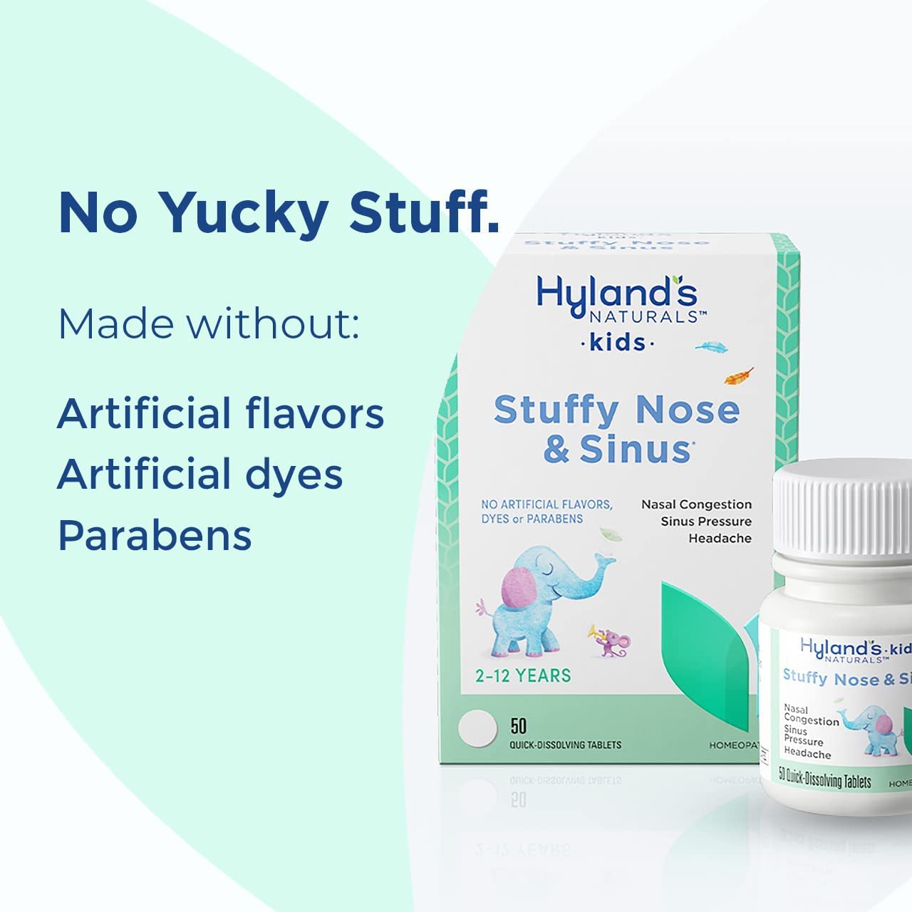 Hyland's Kids Stuffy Nose and Sinus Tablets, Cold Medicine for Children Ages 2 and up, Headache Relief and Nasal Decongestant, Quick Dissolving Tablets, 50 Count - Image 3