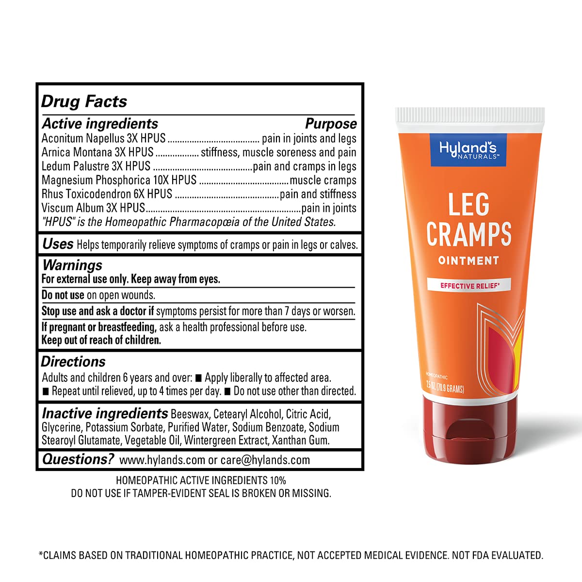 Hyland's Leg Cramps Ointment, Arnica Gel Leg Cramp Relief, Natural Relief of Calf, Leg and Foot Cramp, 2.5 oz - Image 4