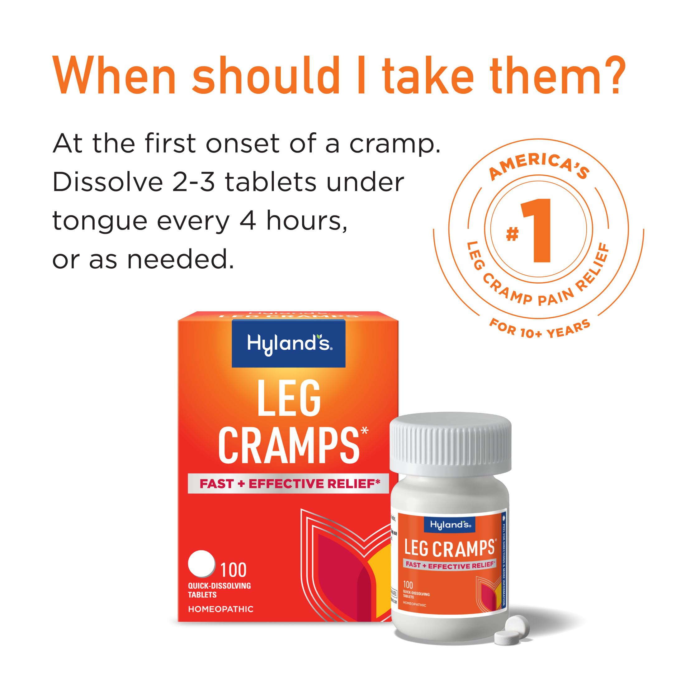 Hyland's Leg Cramps, Relief of Leg, Calf, Charley Horses, and Foot Cramps, 100 Quick-Dissolving Tablets - Image 7
